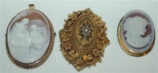 Two cameos, brooch and another